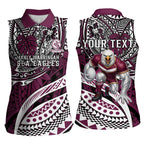 Personalised Manly Warringah Sea Eagles Women Sleeveless Polo Shirt Polynesian Tribal Art Style With Muscular Sea Eagle Mascot