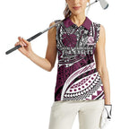 Personalised Manly Warringah Sea Eagles Women Sleeveless Polo Shirt Polynesian Tribal Art Style With Muscular Sea Eagle Mascot