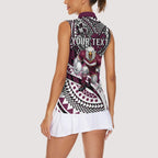 Personalised Manly Warringah Sea Eagles Women Sleeveless Polo Shirt Polynesian Tribal Art Style With Muscular Sea Eagle Mascot