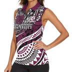 Personalised Manly Warringah Sea Eagles Women Sleeveless Polo Shirt Polynesian Tribal Art Style With Muscular Sea Eagle Mascot