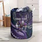 Personalised Melbourne Storm Laundry Basket Polynesian Tribal Art Style With Cyborg Storm Mascot
