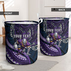 Personalised Melbourne Storm Laundry Basket Polynesian Tribal Art Style With Cyborg Storm Mascot