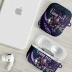 Personalised Melbourne Storm AirPods Case Polynesian Tribal Art Style With Cyborg Storm Mascot