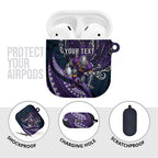 Personalised Melbourne Storm AirPods Case Polynesian Tribal Art Style With Cyborg Storm Mascot