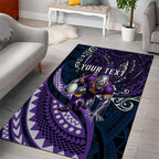 Personalised Melbourne Storm Area Rug Polynesian Tribal Art Style With Cyborg Storm Mascot
