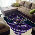 Personalised Melbourne Storm Area Rug Polynesian Tribal Art Style With Cyborg Storm Mascot
