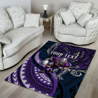 Personalised Melbourne Storm Area Rug Polynesian Tribal Art Style With Cyborg Storm Mascot