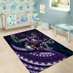 Personalised Melbourne Storm Area Rug Polynesian Tribal Art Style With Cyborg Storm Mascot