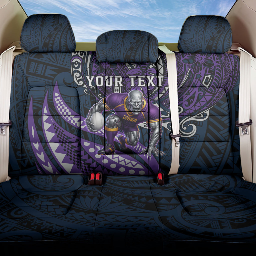 Personalised Melbourne Storm Back Car Seat Cover Polynesian Tribal Art Style With Cyborg Storm Mascot