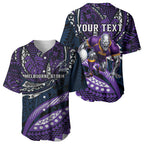 Personalised Melbourne Storm Baseball Jersey Polynesian Tribal Art Style With Cyborg Storm Mascot