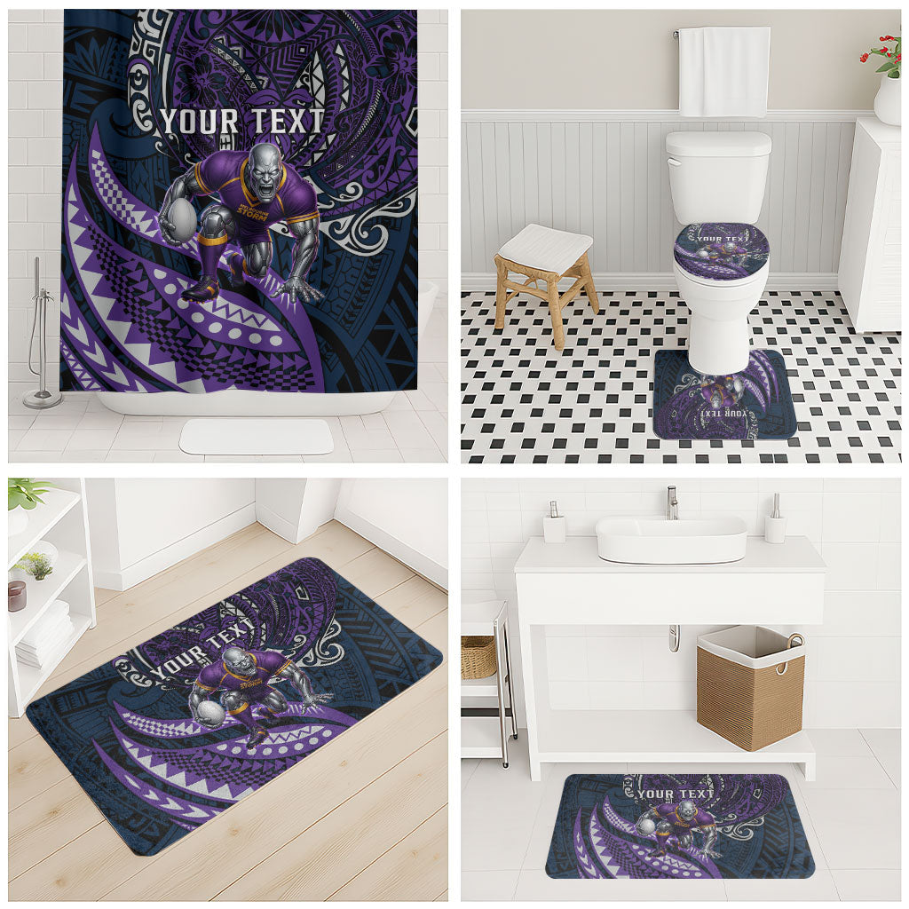 Personalised Melbourne Storm Bathroom Set Polynesian Tribal Art Style With Cyborg Storm Mascot