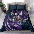 Personalised Melbourne Storm Bedding Set Polynesian Tribal Art Style With Cyborg Storm Mascot