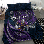 Personalised Melbourne Storm Bedding Set Polynesian Tribal Art Style With Cyborg Storm Mascot