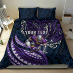 Personalised Melbourne Storm Bedding Set Polynesian Tribal Art Style With Cyborg Storm Mascot