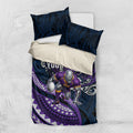 Personalised Melbourne Storm Bedding Set Polynesian Tribal Art Style With Cyborg Storm Mascot