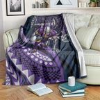 Personalised Melbourne Storm Blanket Polynesian Tribal Art Style With Cyborg Storm Mascot