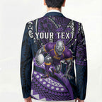 Personalised Melbourne Storm Blazer Polynesian Tribal Art Style With Cyborg Storm Mascot