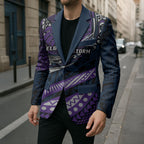 Personalised Melbourne Storm Blazer Polynesian Tribal Art Style With Cyborg Storm Mascot