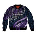 Personalised Melbourne Storm Bomber Jacket Polynesian Tribal Art Style With Cyborg Storm Mascot