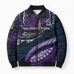 Personalised Melbourne Storm Bomber Puffer Jacket Polynesian Tribal Art Style With Cyborg Storm Mascot