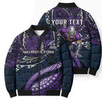 Personalised Melbourne Storm Bomber Puffer Jacket Polynesian Tribal Art Style With Cyborg Storm Mascot
