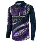 Personalised Melbourne Storm Button Sweatshirt Polynesian Tribal Art Style With Cyborg Storm Mascot
