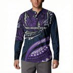 Personalised Melbourne Storm Button Sweatshirt Polynesian Tribal Art Style With Cyborg Storm Mascot