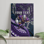 Personalised Melbourne Storm Canvas Wall Art Polynesian Tribal Art Style With Cyborg Storm Mascot