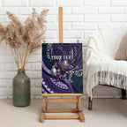 Personalised Melbourne Storm Canvas Wall Art Polynesian Tribal Art Style With Cyborg Storm Mascot