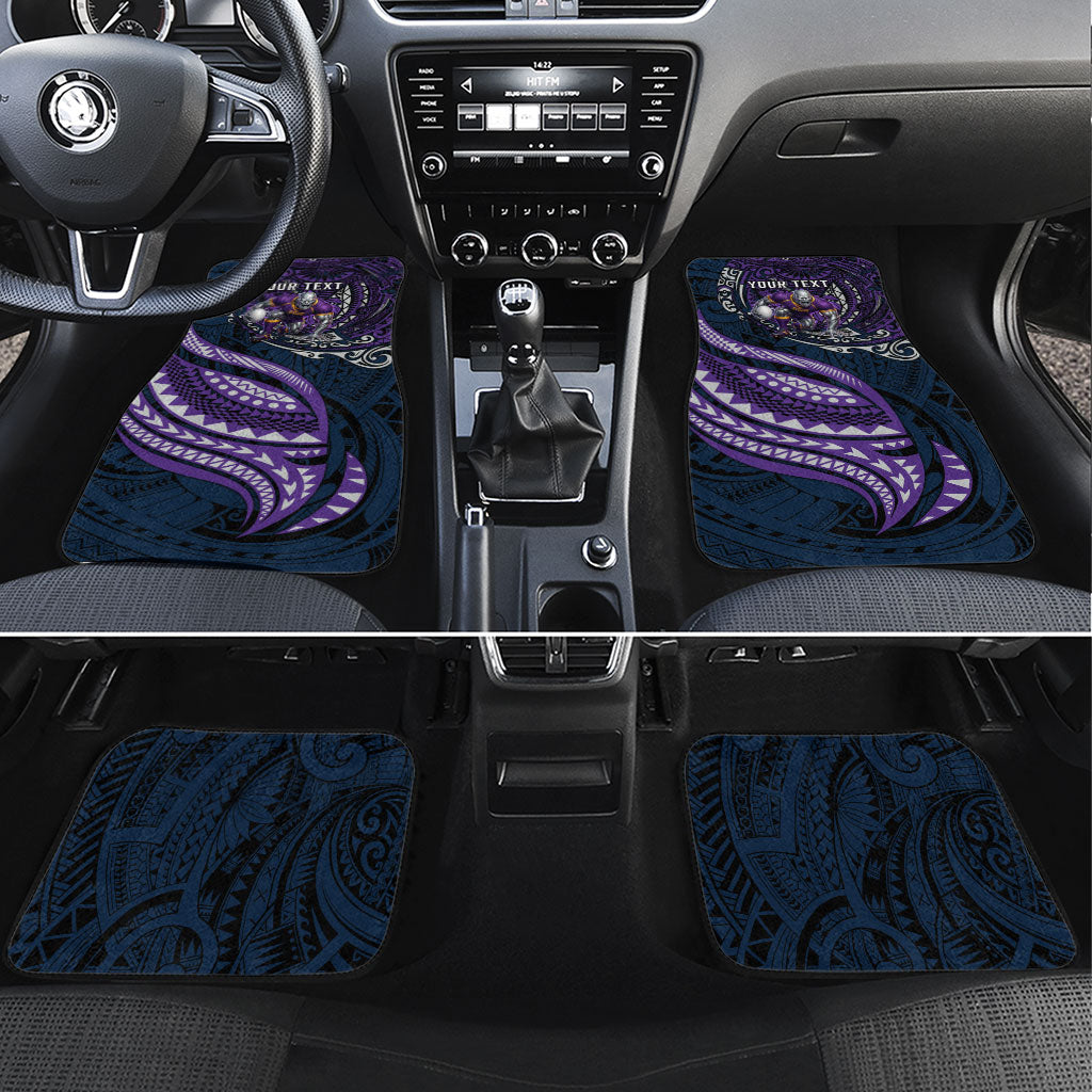 Personalised Melbourne Storm Car Mats Polynesian Tribal Art Style With Cyborg Storm Mascot