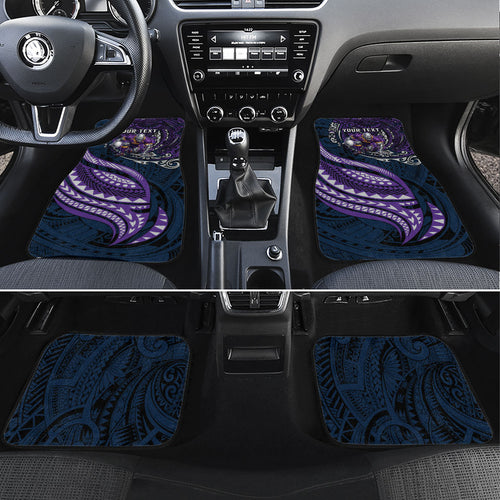 Personalised Melbourne Storm Car Mats Polynesian Tribal Art Style With Cyborg Storm Mascot