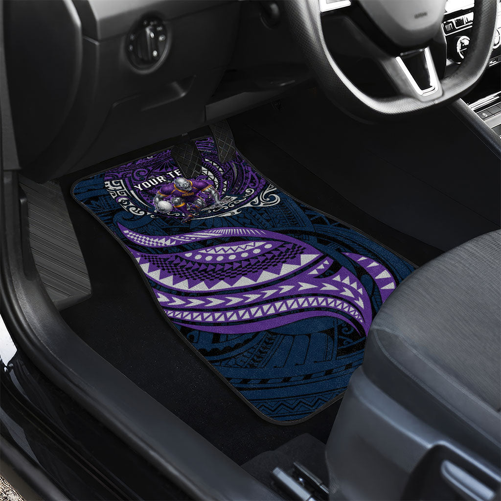 Personalised Melbourne Storm Car Mats Polynesian Tribal Art Style With Cyborg Storm Mascot