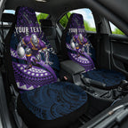 Personalised Melbourne Storm Car Seat Cover Polynesian Tribal Art Style With Cyborg Storm Mascot