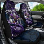 Personalised Melbourne Storm Car Seat Cover Polynesian Tribal Art Style With Cyborg Storm Mascot