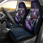 Personalised Melbourne Storm Car Seat Cover Polynesian Tribal Art Style With Cyborg Storm Mascot