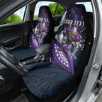 Personalised Melbourne Storm Car Seat Cover Polynesian Tribal Art Style With Cyborg Storm Mascot