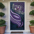 Personalised Melbourne Storm Door Cover Polynesian Tribal Art Style With Cyborg Storm Mascot