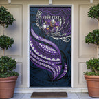 Personalised Melbourne Storm Door Cover Polynesian Tribal Art Style With Cyborg Storm Mascot