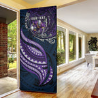 Personalised Melbourne Storm Door Cover Polynesian Tribal Art Style With Cyborg Storm Mascot