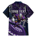 Personalised Melbourne Storm Family Matching Mermaid Dress and Hawaiian Shirt Polynesian Tribal Art Style With Cyborg Storm Mascot