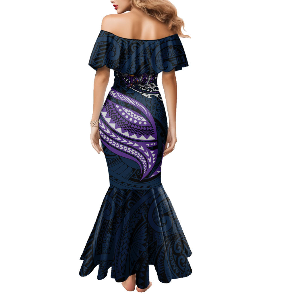 Personalised Melbourne Storm Family Matching Mermaid Dress and Hawaiian Shirt Polynesian Tribal Art Style With Cyborg Storm Mascot