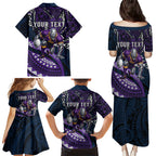 Personalised Melbourne Storm Family Matching Puletasi and Hawaiian Shirt Polynesian Tribal Art Style With Cyborg Storm Mascot