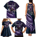 Personalised Melbourne Storm Family Matching Tank Maxi Dress and Hawaiian Shirt Polynesian Tribal Art Style With Cyborg Storm Mascot
