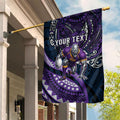 Personalised Melbourne Storm Garden Flag Polynesian Tribal Art Style With Cyborg Storm Mascot