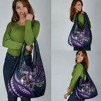 Personalised Melbourne Storm Grocery Bag Polynesian Tribal Art Style With Cyborg Storm Mascot