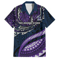 Personalised Melbourne Storm Hawaiian Shirt Polynesian Tribal Art Style With Cyborg Storm Mascot