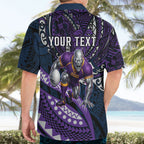 Personalised Melbourne Storm Hawaiian Shirt Polynesian Tribal Art Style With Cyborg Storm Mascot