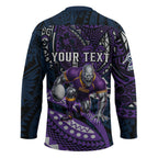 Personalised Melbourne Storm Hockey Jersey Polynesian Tribal Art Style With Cyborg Storm Mascot