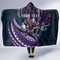 Personalised Melbourne Storm Hooded Blanket Polynesian Tribal Art Style With Cyborg Storm Mascot