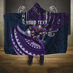 Personalised Melbourne Storm Hooded Blanket Polynesian Tribal Art Style With Cyborg Storm Mascot